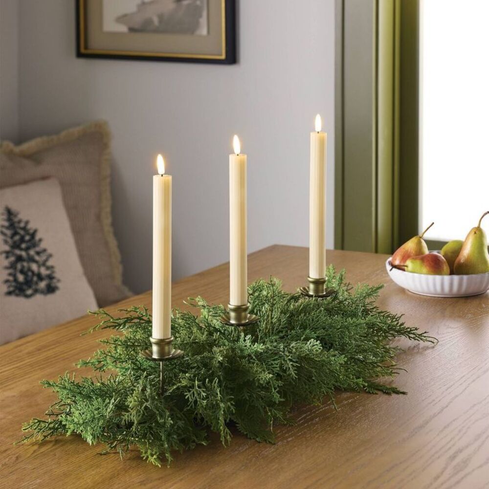 36" Greenery Centerpiece with Brass Candle Holder  Green - Picture 2 of 3